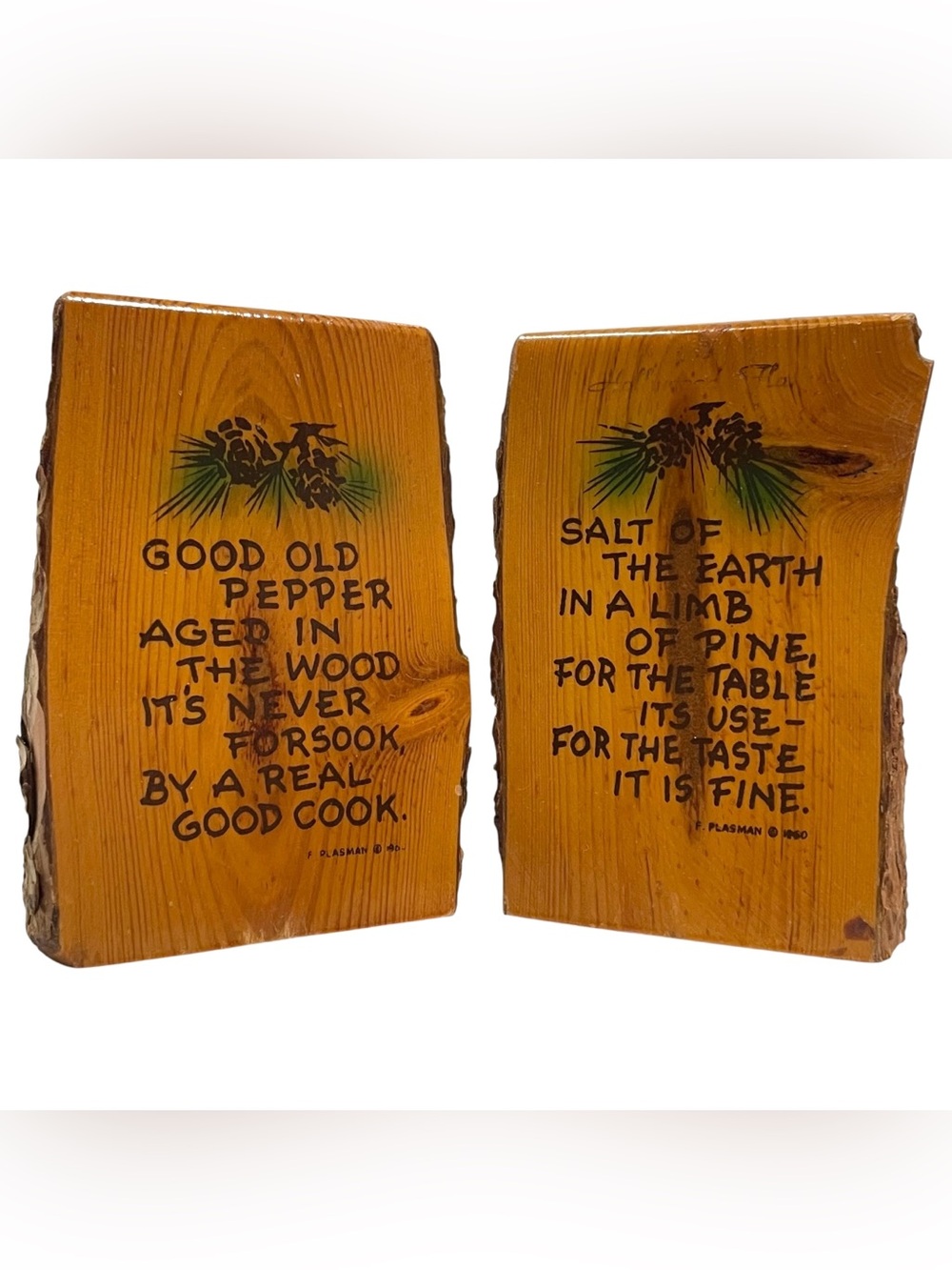 Vintage 1970s Live Edge Rustic Wooden Salt and Pepper Shakers Limerick Pinecone